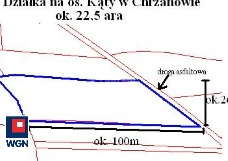 Grunt budowlany jednorodzinny na  sprzedaż Chrzanów - Ładna,  22 arowa działka Chrzanów Kąty